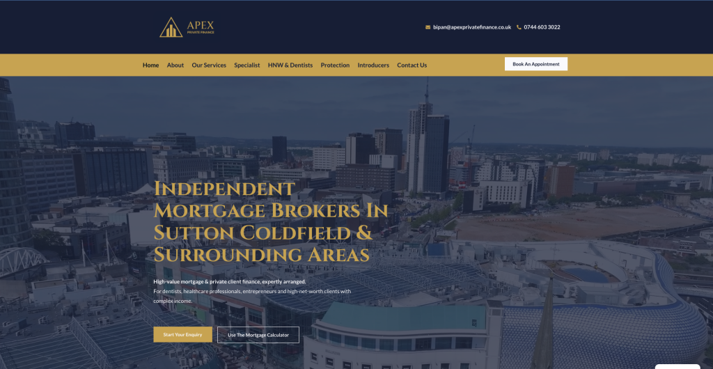 Apex Private Finance website design
