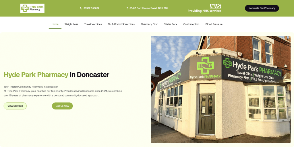 Hyde Park Pharmacy website design