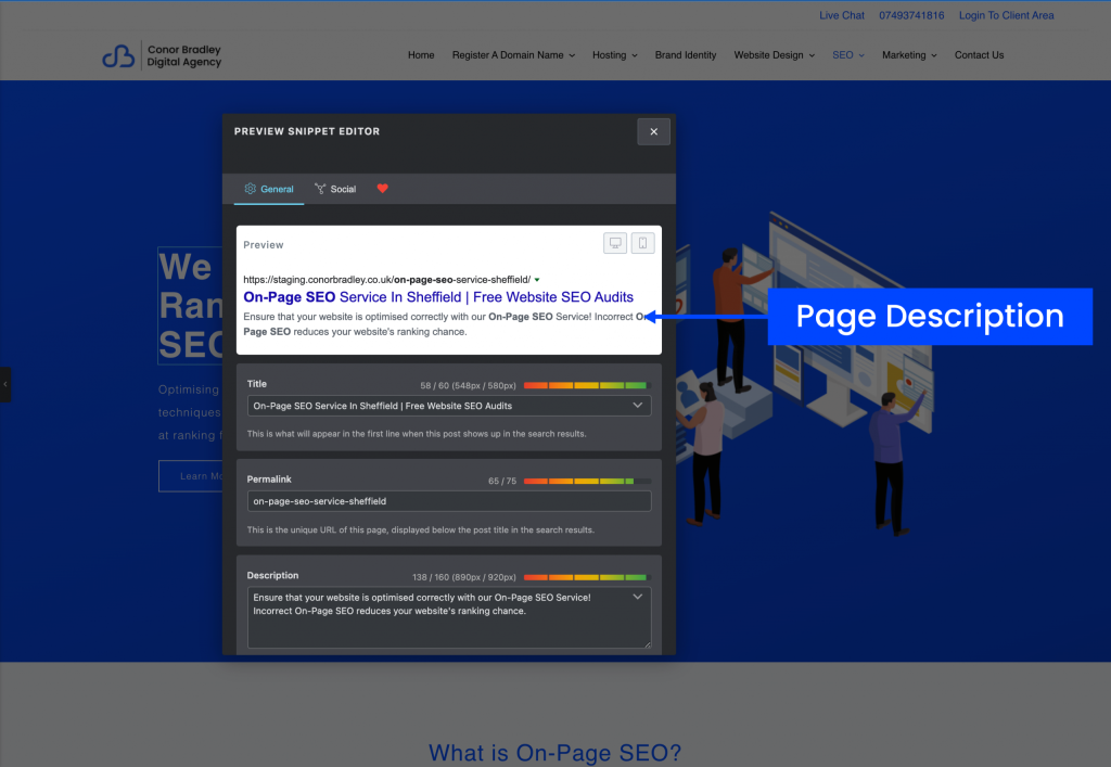 Page Description Diagram Conor Bradley Digital Agency