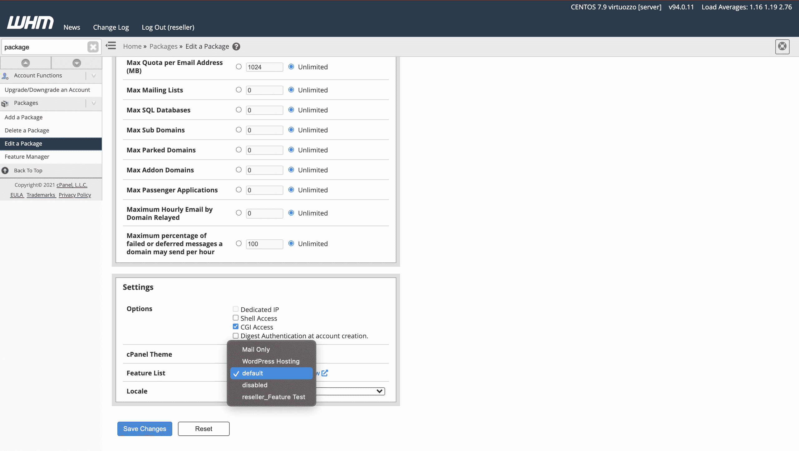 Adding a feature list to a hosting package in WHM conor bradley digtal agency