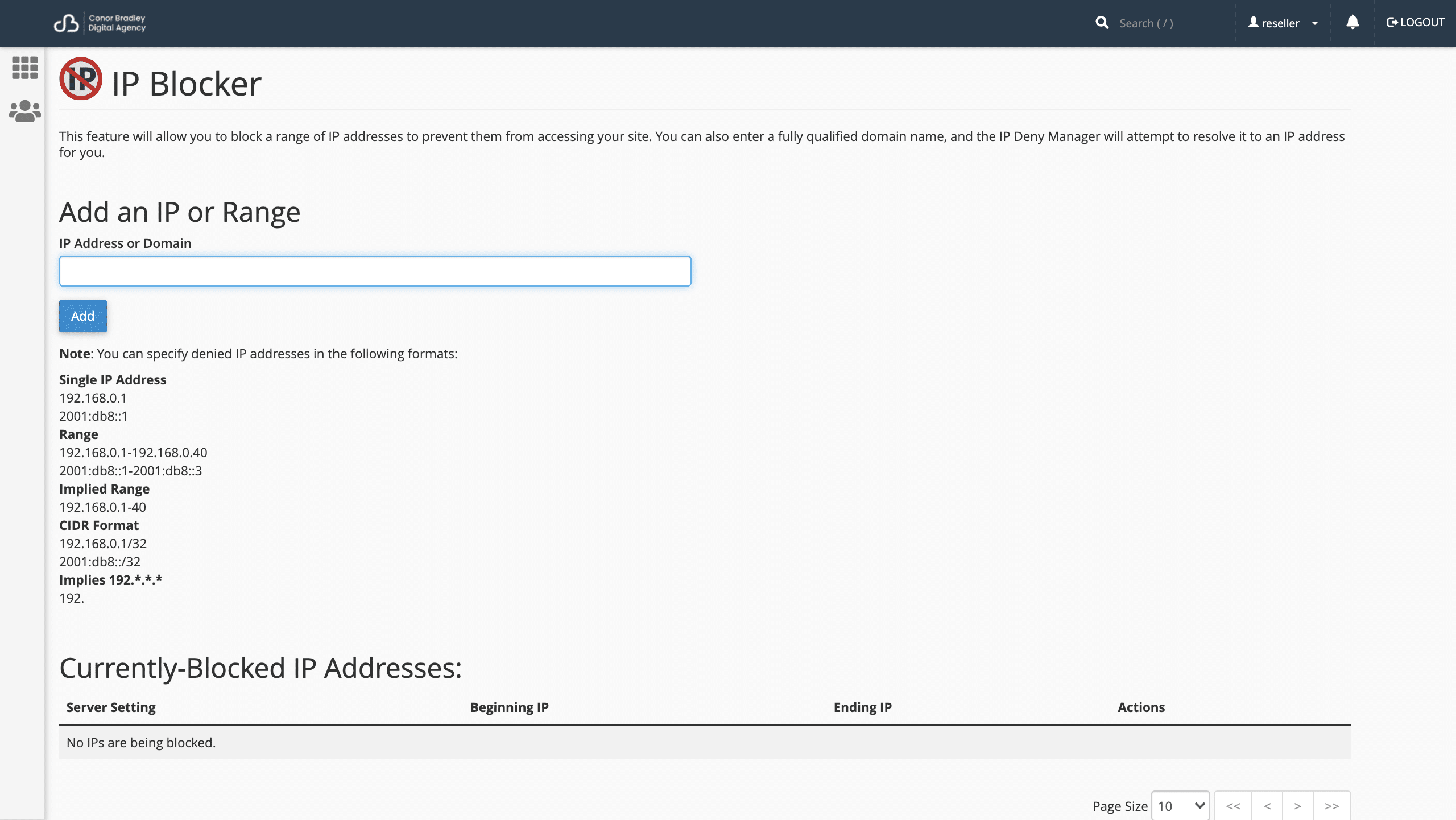 Adding an IP or Domain to the IP Blocker in cPanel conor bradley digital agency