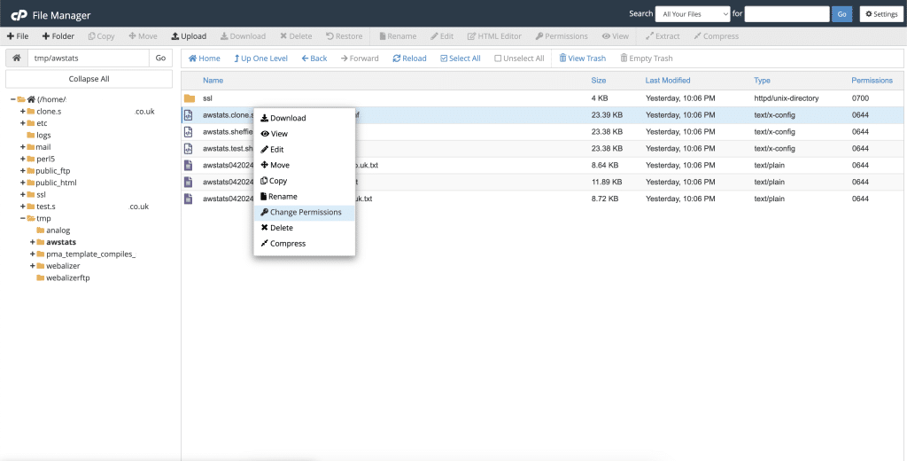 Change permissions AWStats tmp file screenshot Conor Bradley Digital Agency 1
