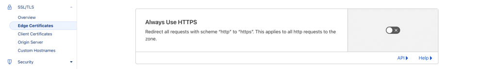 Cloudflare Always Use HTTPS disabled screenshot conor bradley digital agency