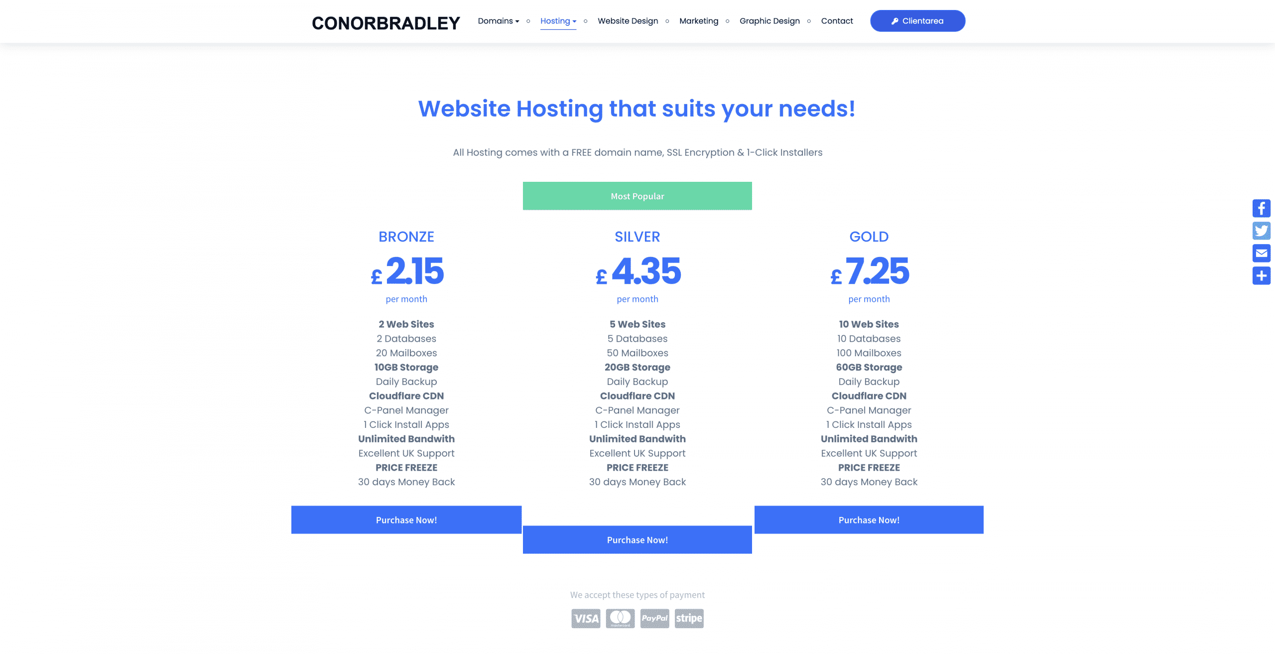 How To Order A Website Hosting Package Conor Bradley Digital Agency Website Hosting Plans