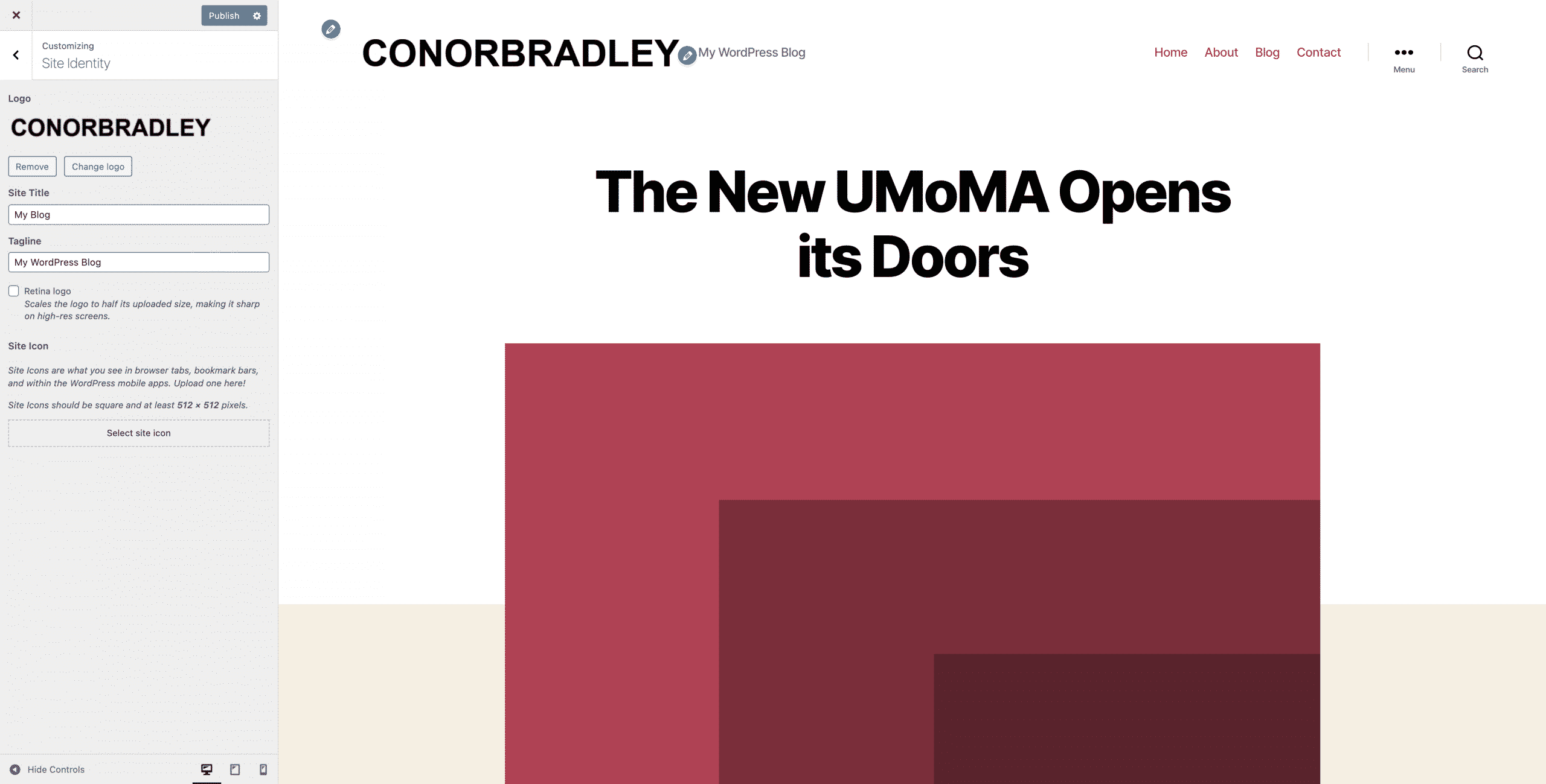 Adding Or Changing A WordPress Logo Conor Bradley Digital Agency logo now published on wordpress site