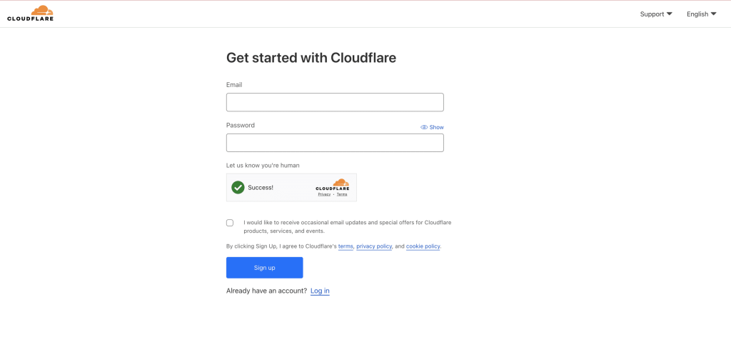 Creating a cloudflare account screenshot Conor Bradley Digital Agency