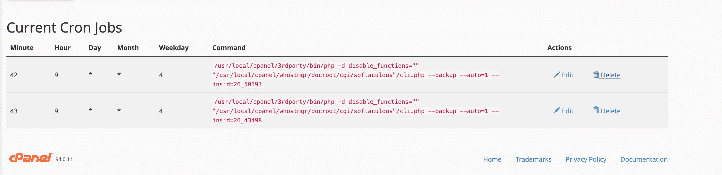 Deleting a current cron job in cPanel conor bradley digital agency