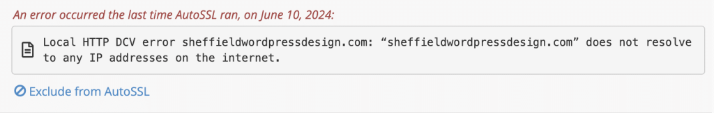 Does not resolve screenshot Conor Bradley Digital Agency any IP addresses on the internet screenshot Conor Bradley Digital Agency