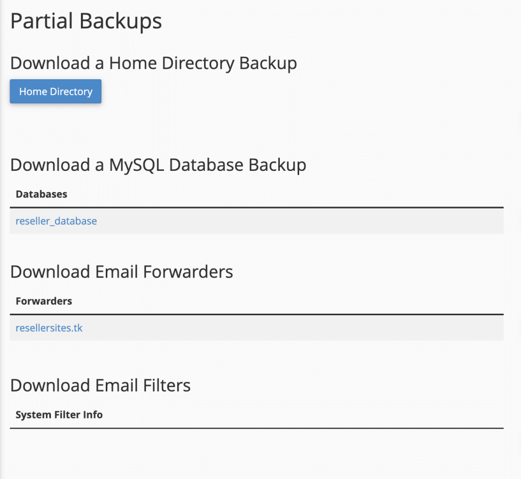 How To Manage cPanel Backups Downloading a partial backup from cPanel