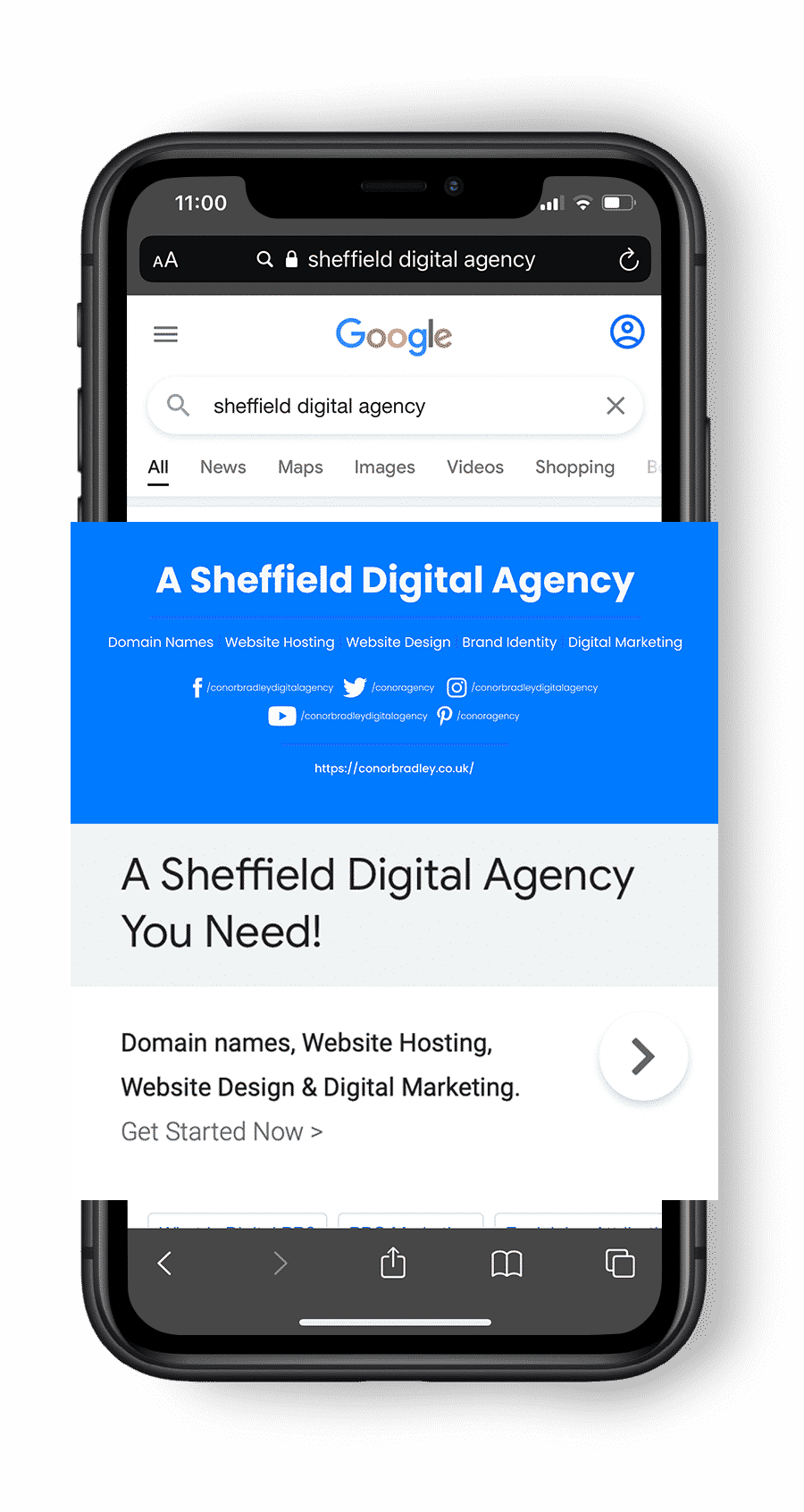 Google Display PPC Ads Sheffield IPhone 11 Mockup - Conor Bradley - Sheffield Digital Agency