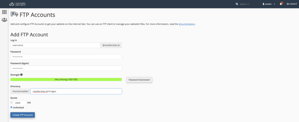 How to add an FTP Account in cPanel