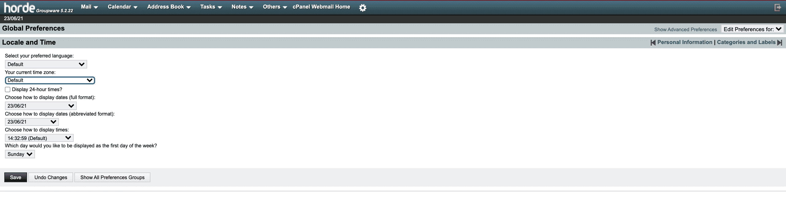 How to change the time zone in Horde webmail conor bradley digital agency