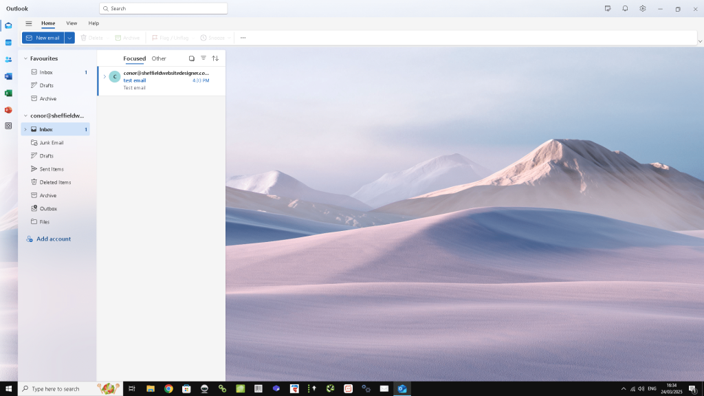 Microsoft Outlook Client Screenshot Conor Bradley Digital Agency