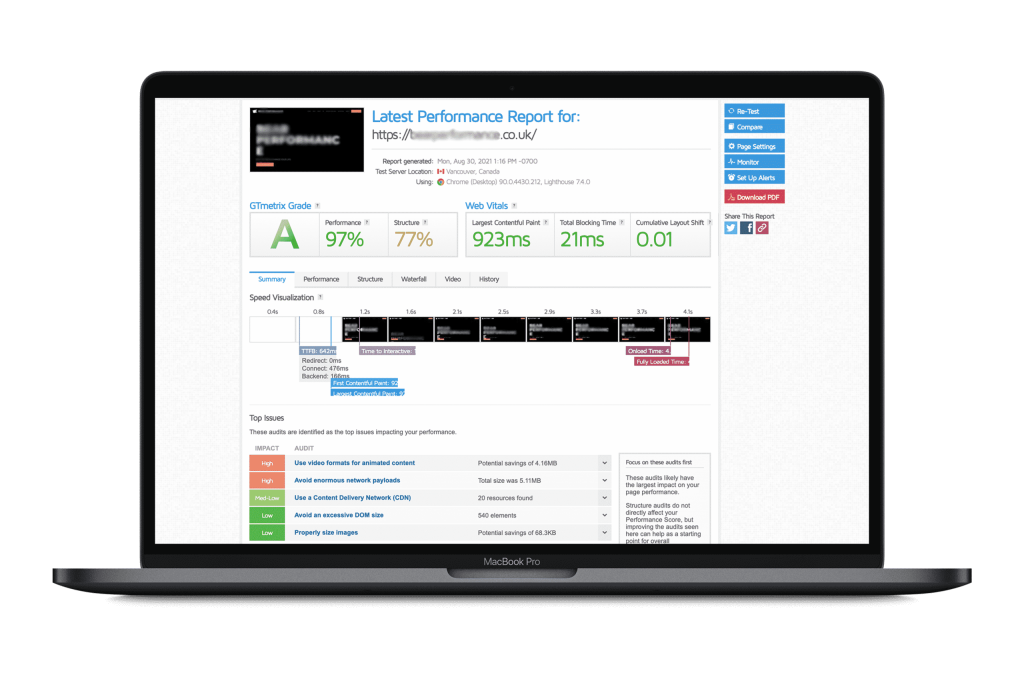 Page Speed Optimisation Service Sheffield GTMetrix Screenshot - Conor Bradley - Sheffield Digital Agency