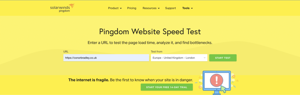 Pingdom Website Speed Test Screenshot