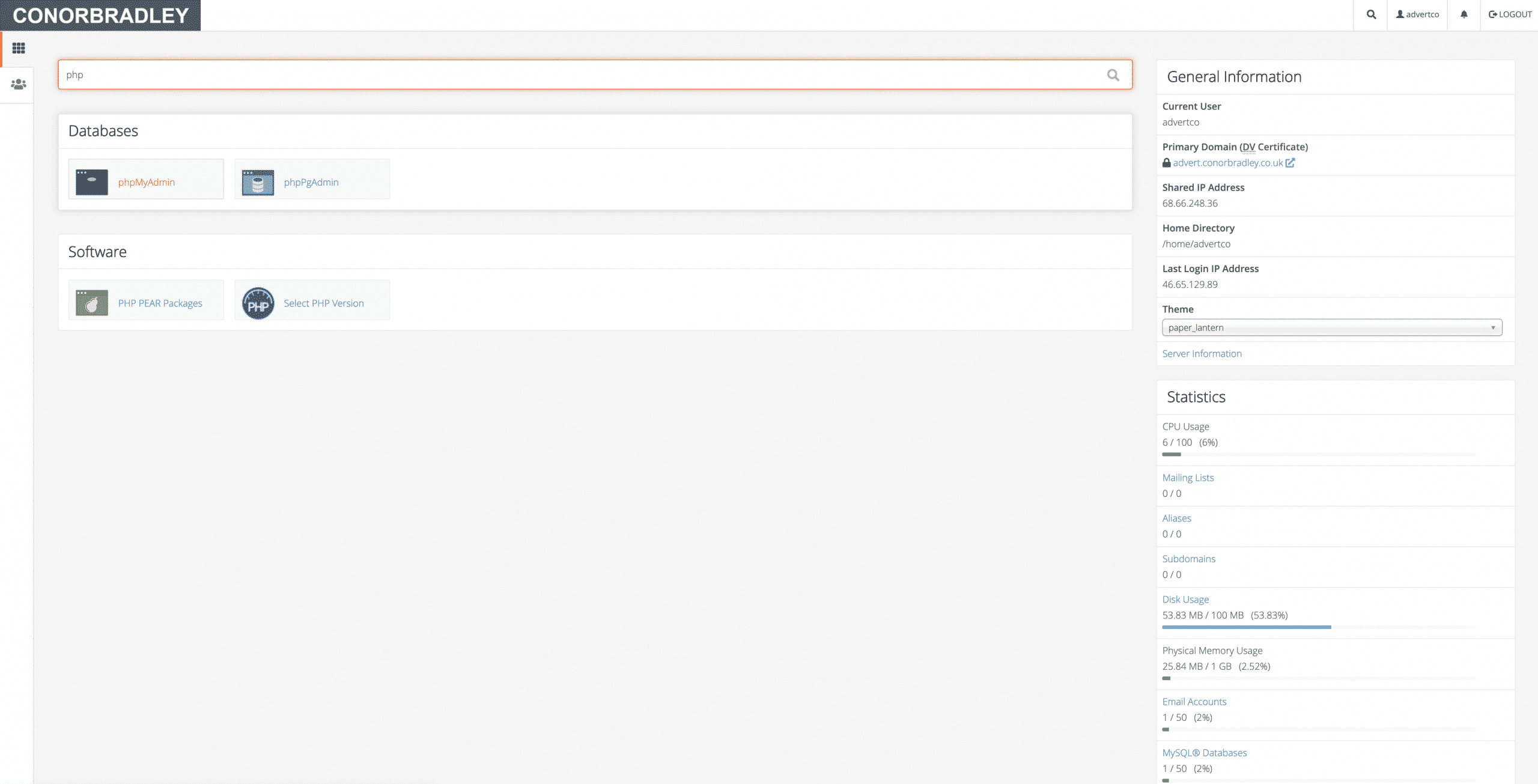 Searching For PHPMyAdmin in C Panel Conor Bradley Digital Agency
