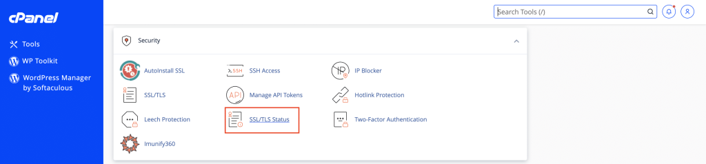 How To Install WordPress and SSL In cPanel Selecting SSLTLS Status in cPanel screenshot Conor Bradley Digital Agency