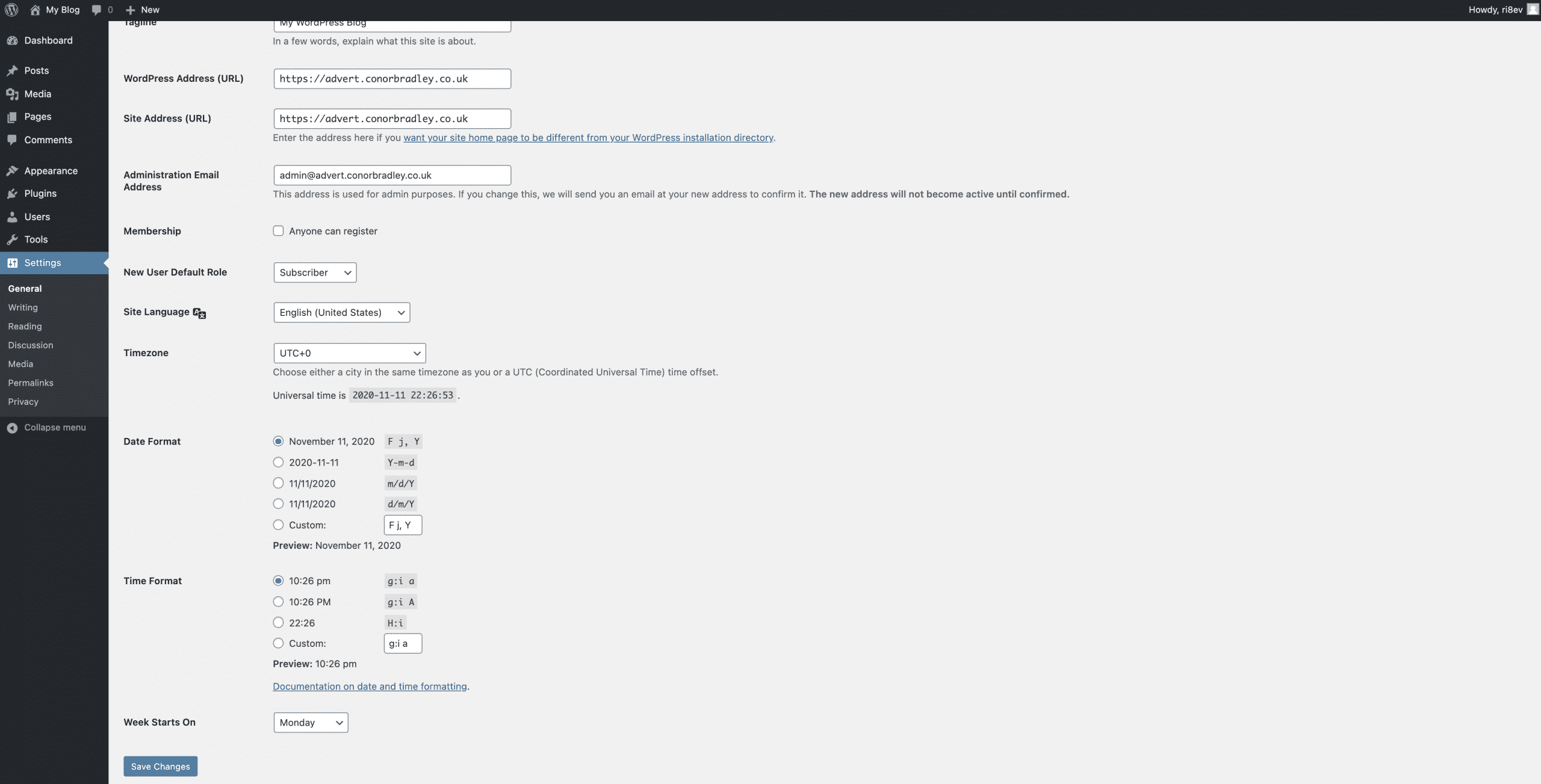 Selecting the correct date and time format in wordpress Conor Bradley Digital Agency