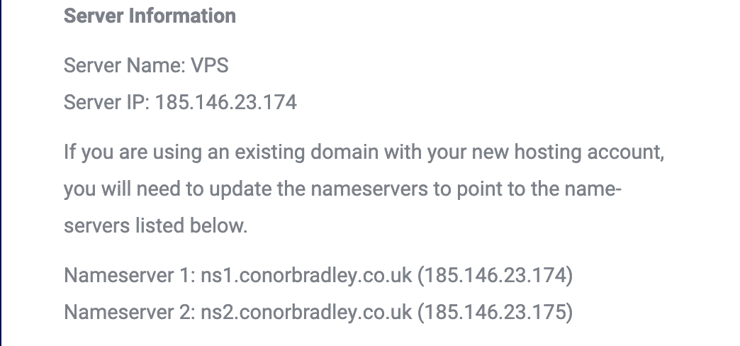 How to find your website hosting IP address Server information screenshot in email history conor bradley digital agency