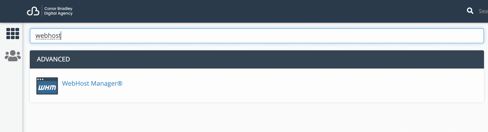 WHM in cPanel conor bradley digital agency