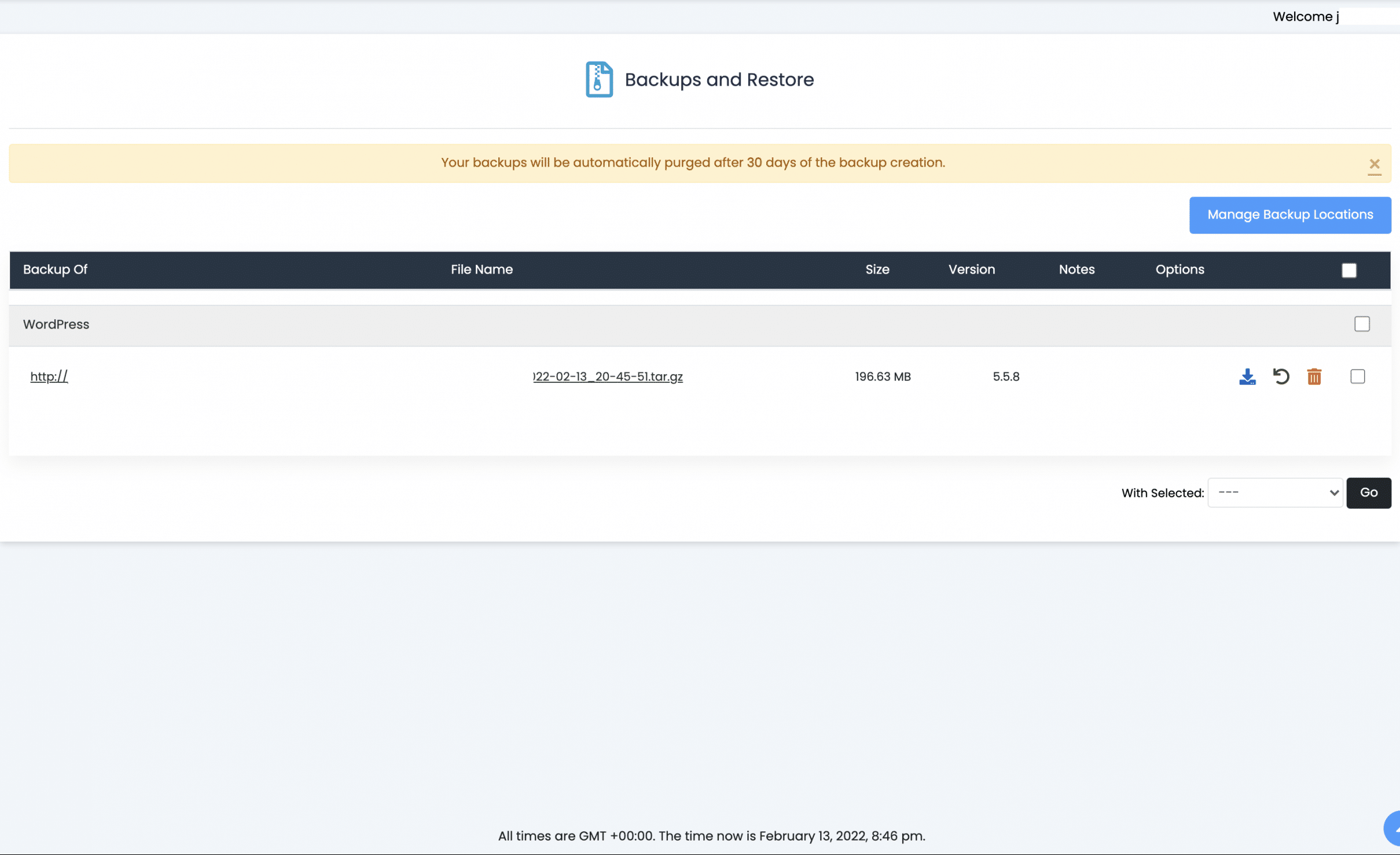 Website backup and restore tools for Codex website hosting