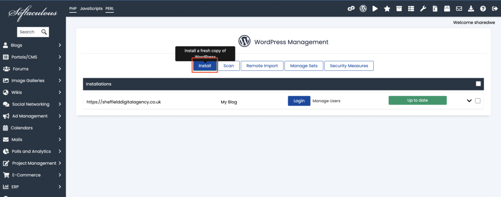 How To Install WordPress and SSL In cPanel WordPress Manager by Softaculous Dashboard screenshot Conor Bradley Digital Agency
