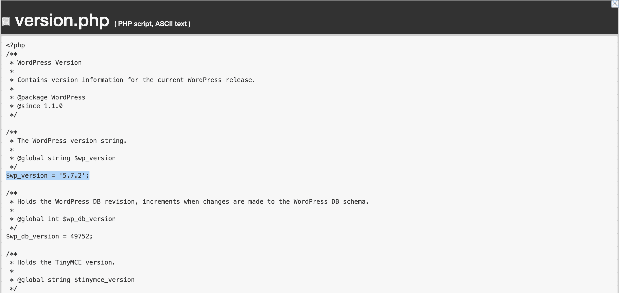 WordPress Version.php screenshot conor bradley digital agency