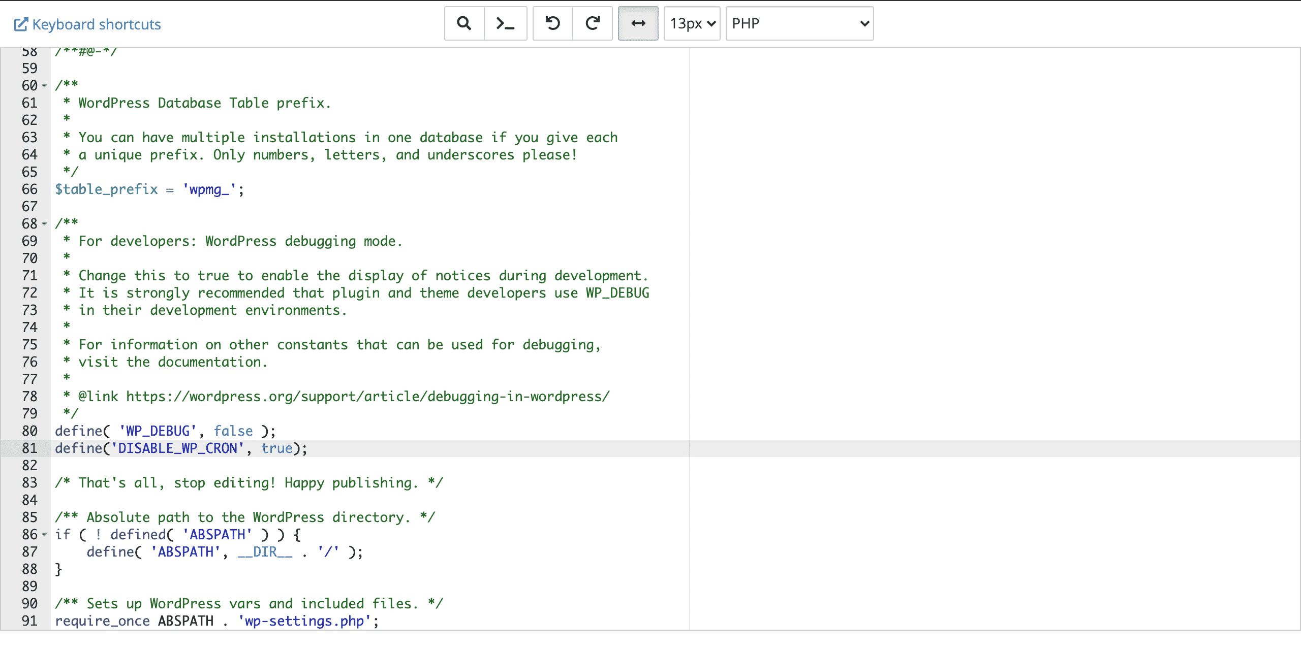 adding disable wp cron to wpconfig.php file in cPanel conor bradley digital agency