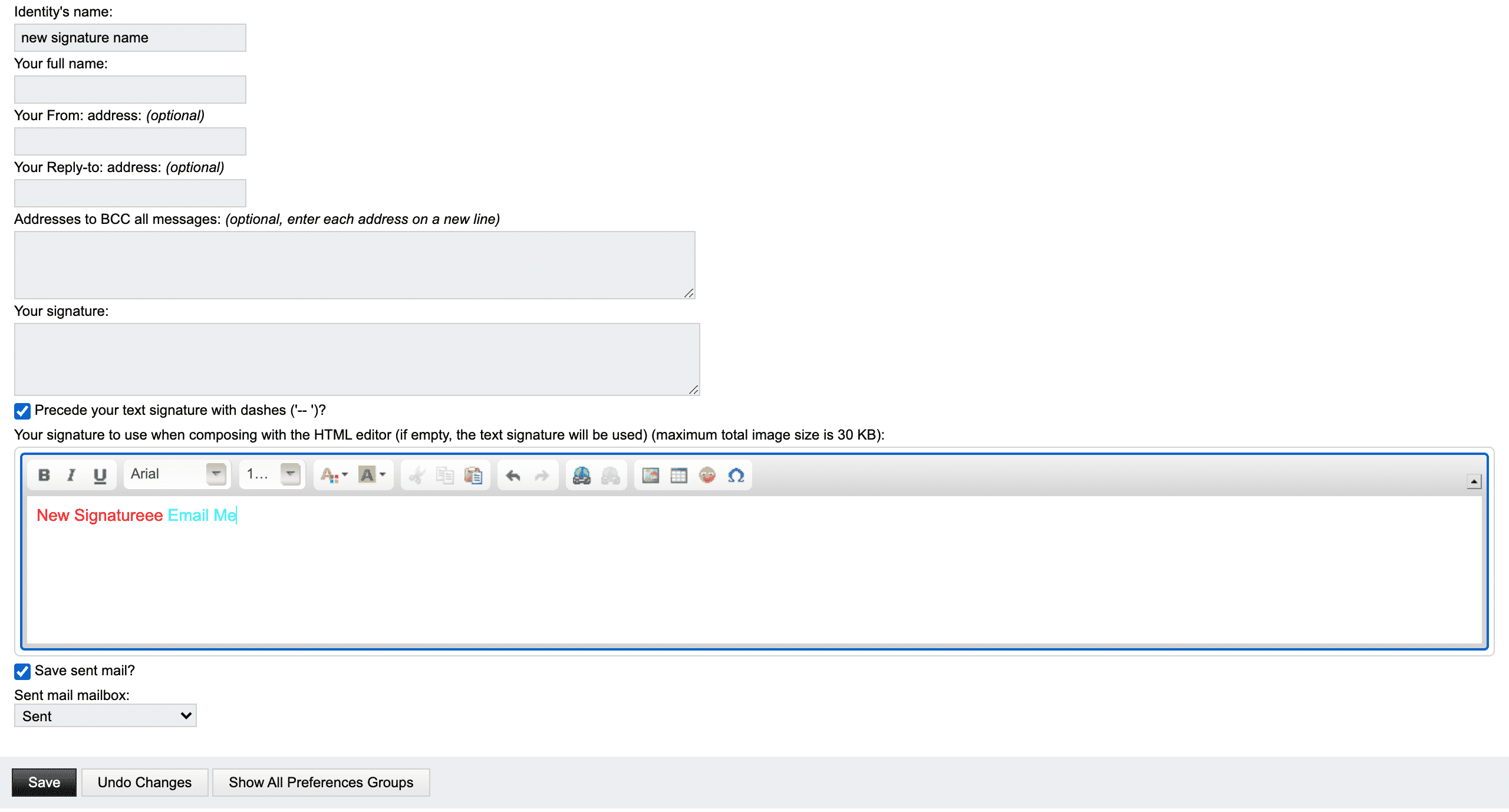 cPanel Horde Webmail Client signature options conor bradley digital agency