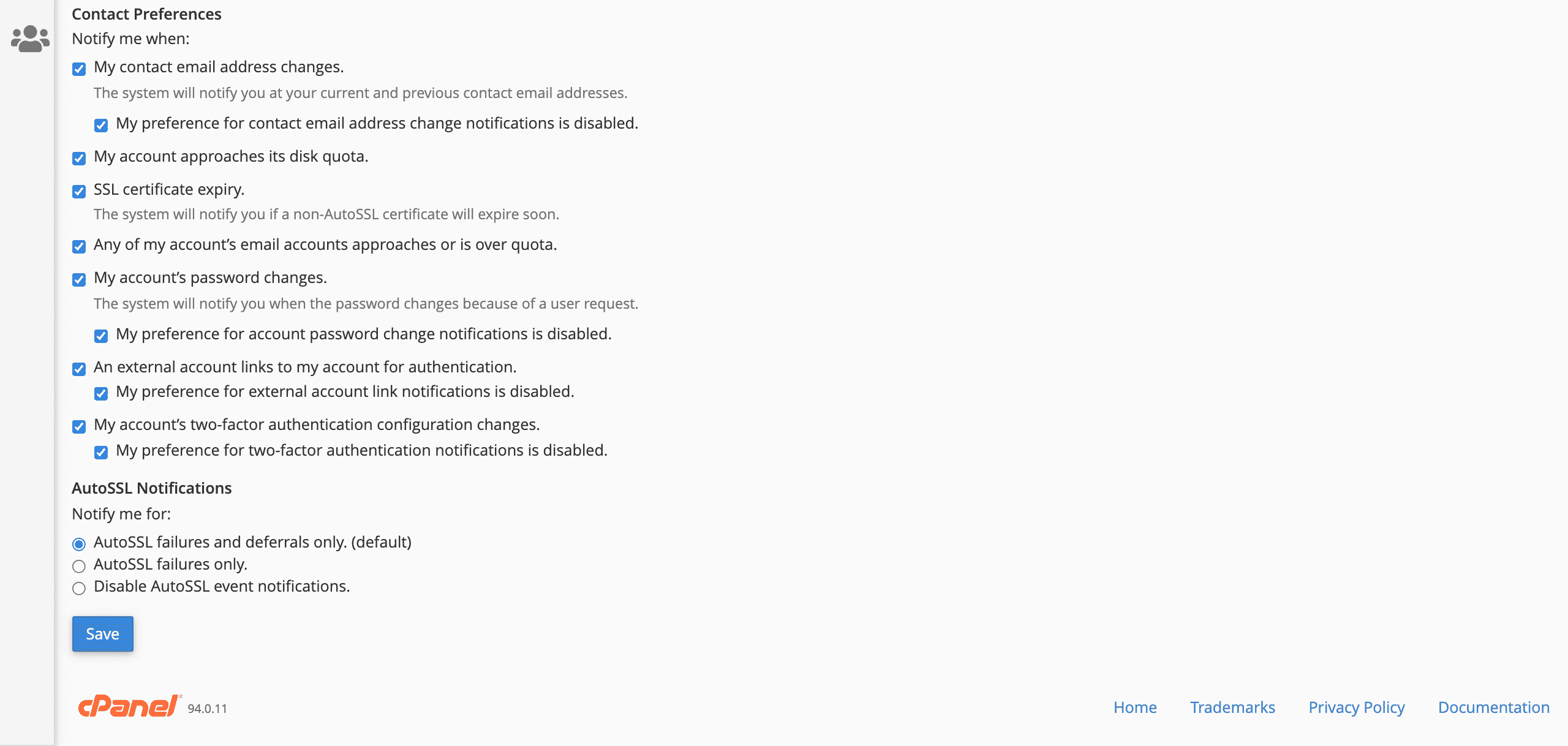 changing contact preferences in cPanel contact information conor bradley digital agency