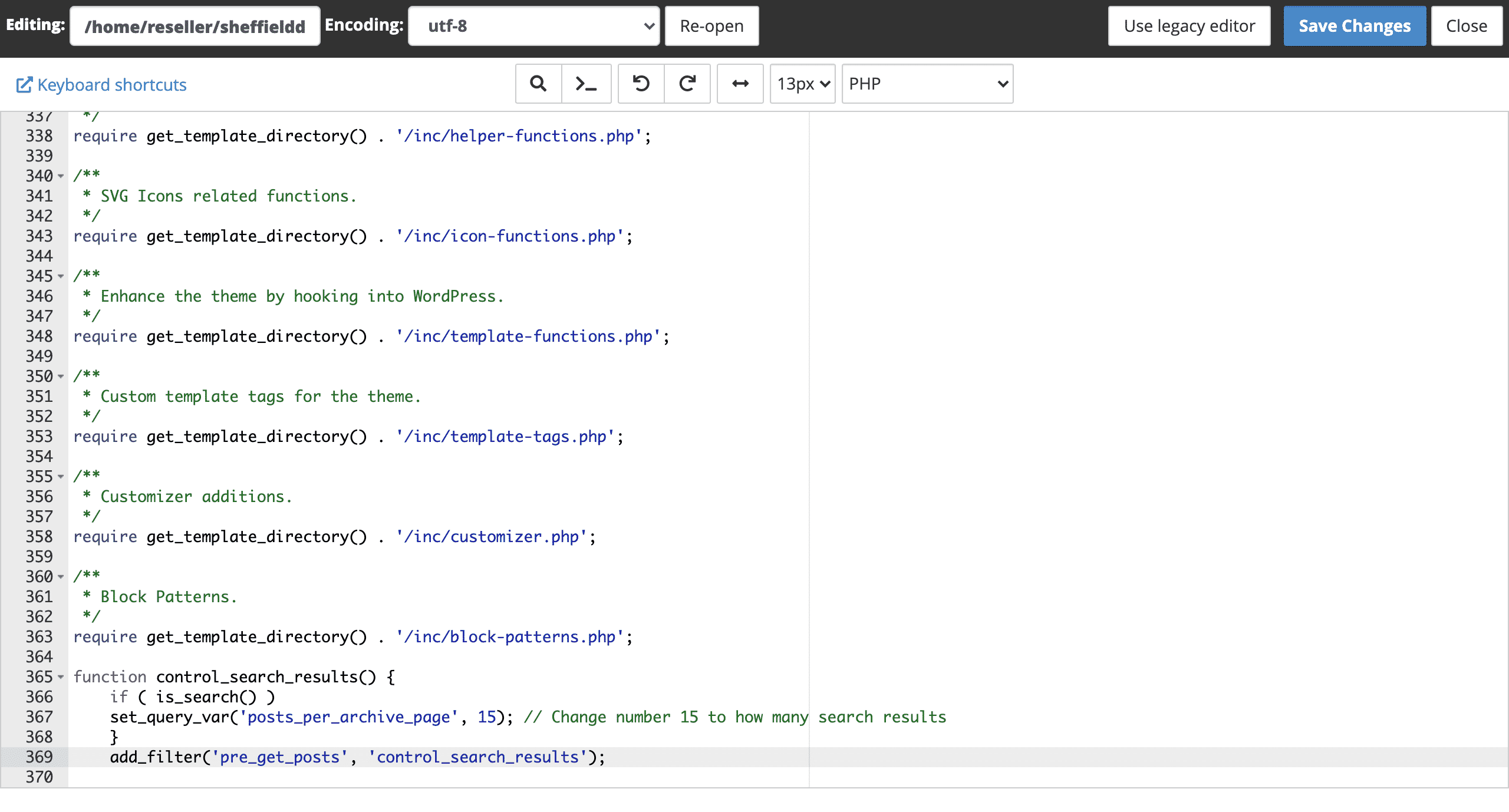 changing functions.php file in cPanel for wordpress search results conor bradley digital agency