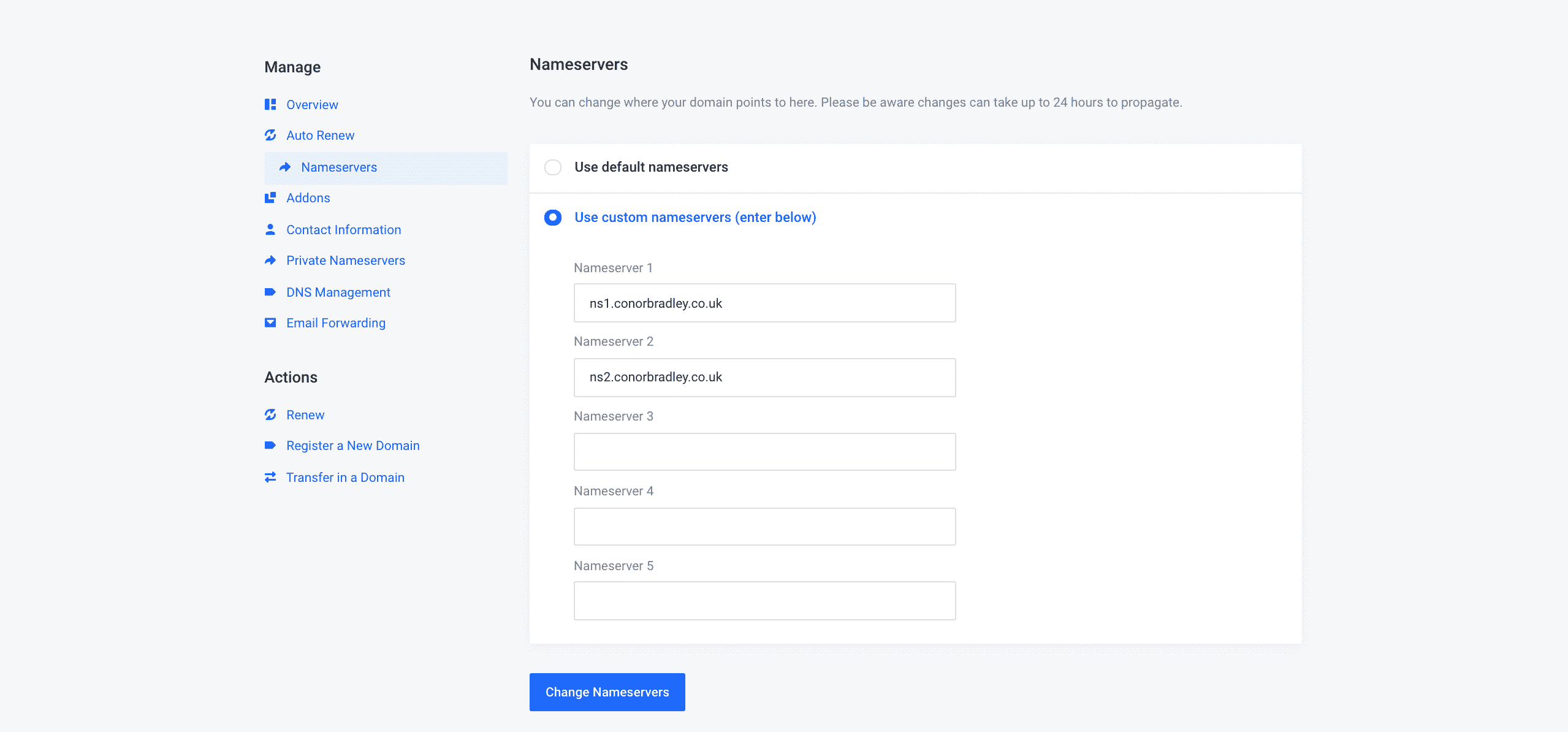 How to change your domains nameservers changing name server to custom ones conor bradley digital agency
