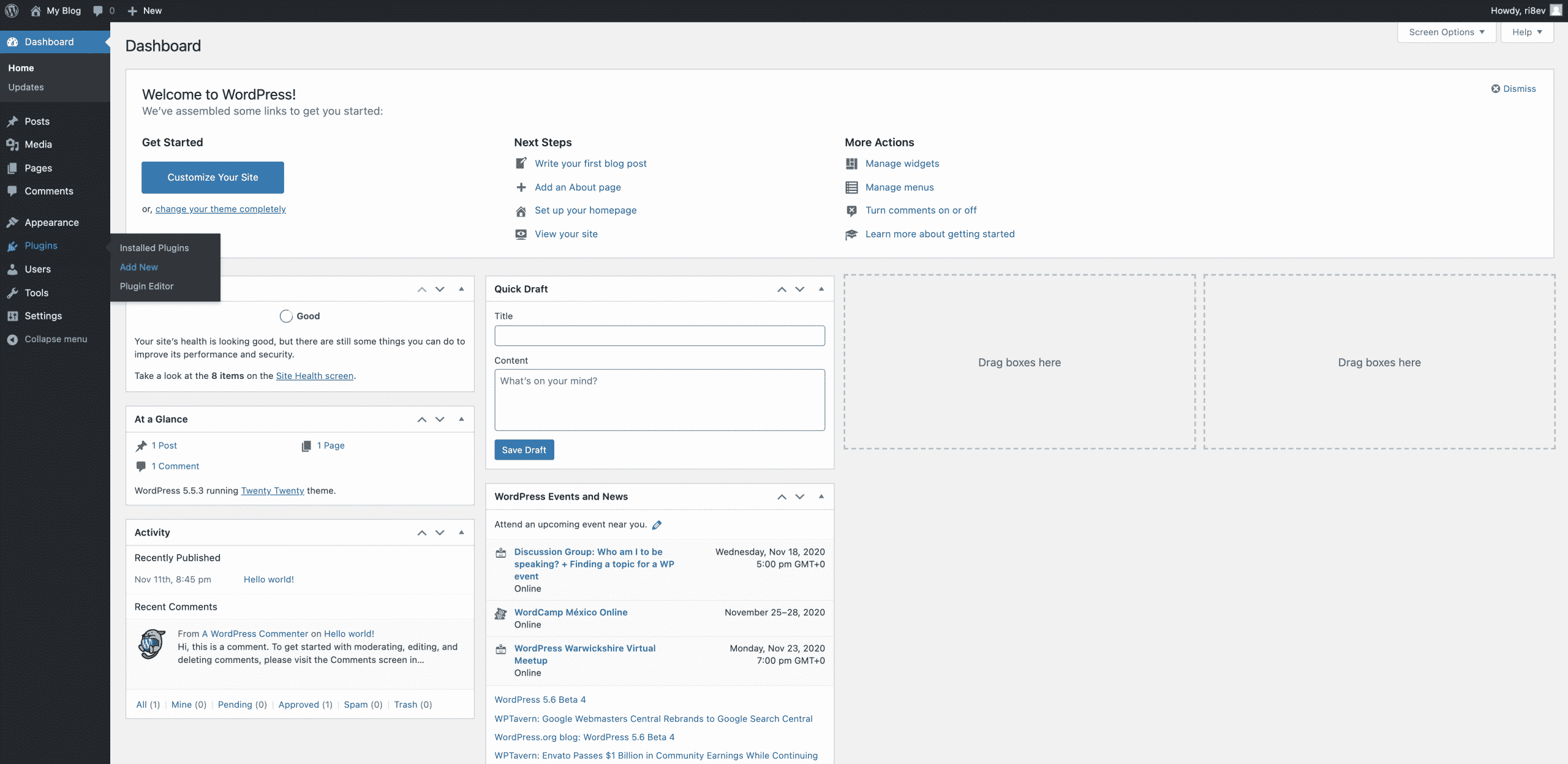 How To Install WooCommerce For WordPress clicking add new in the plugins section on wordpress conor bradley digital agency