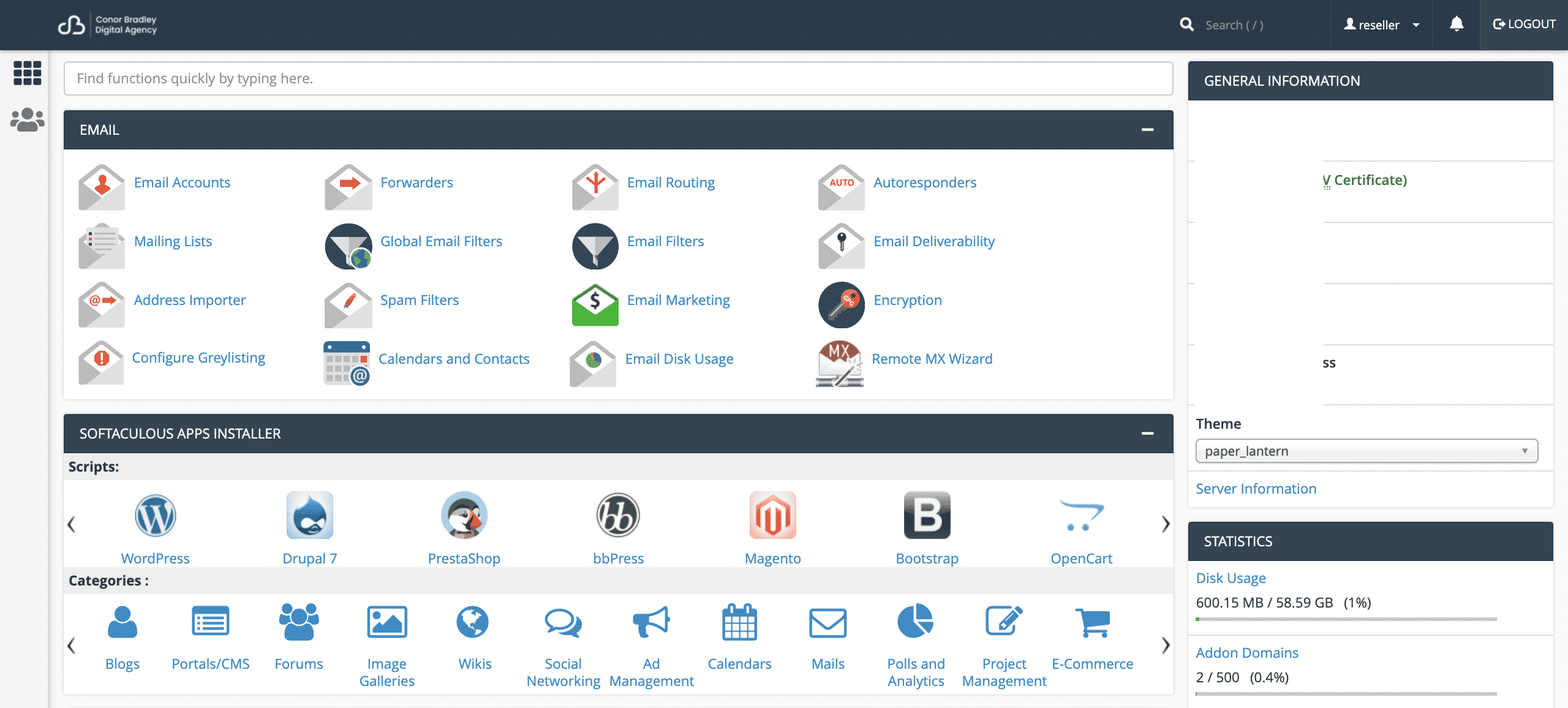 clicking logout in cpanel conor bradley digital agency
