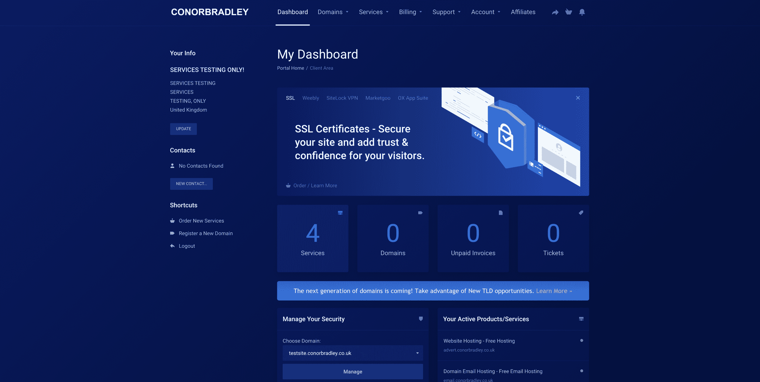 clicking on the correct service Conor Bradley Digital Agency
