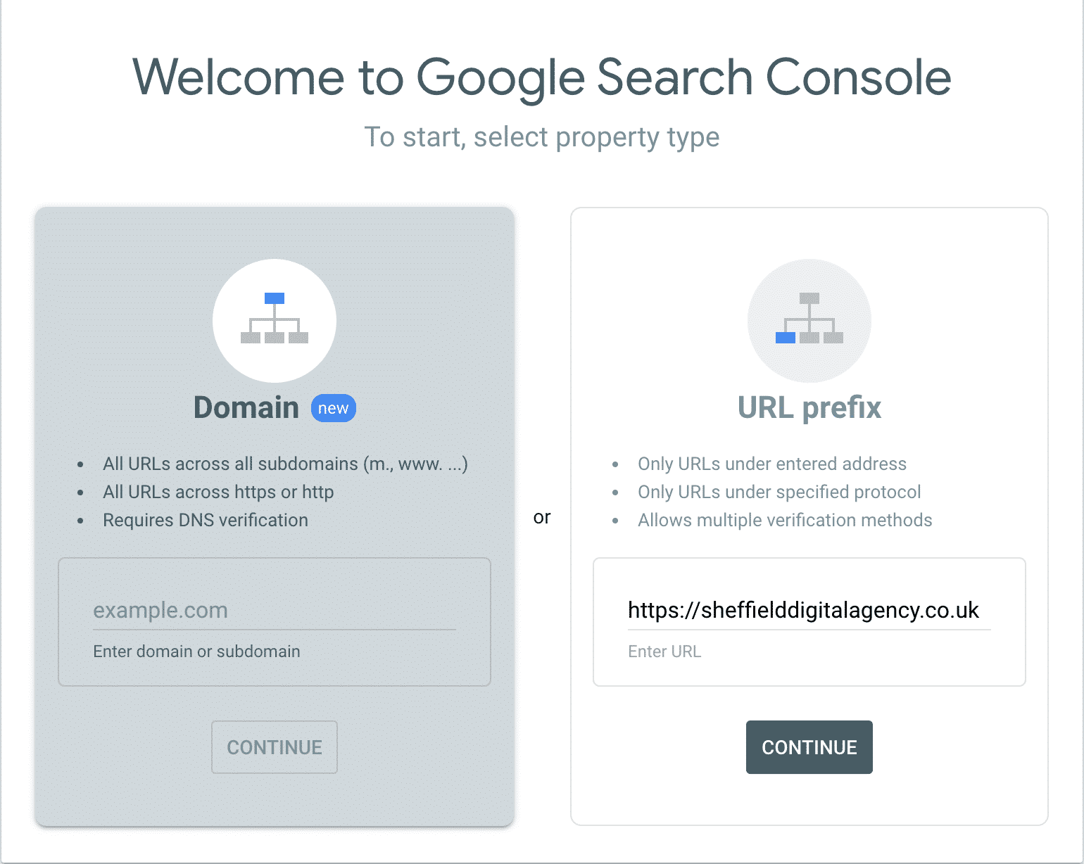 How to verify site ownership with Google creating a property in google search console url prefix conor bradley digital agency