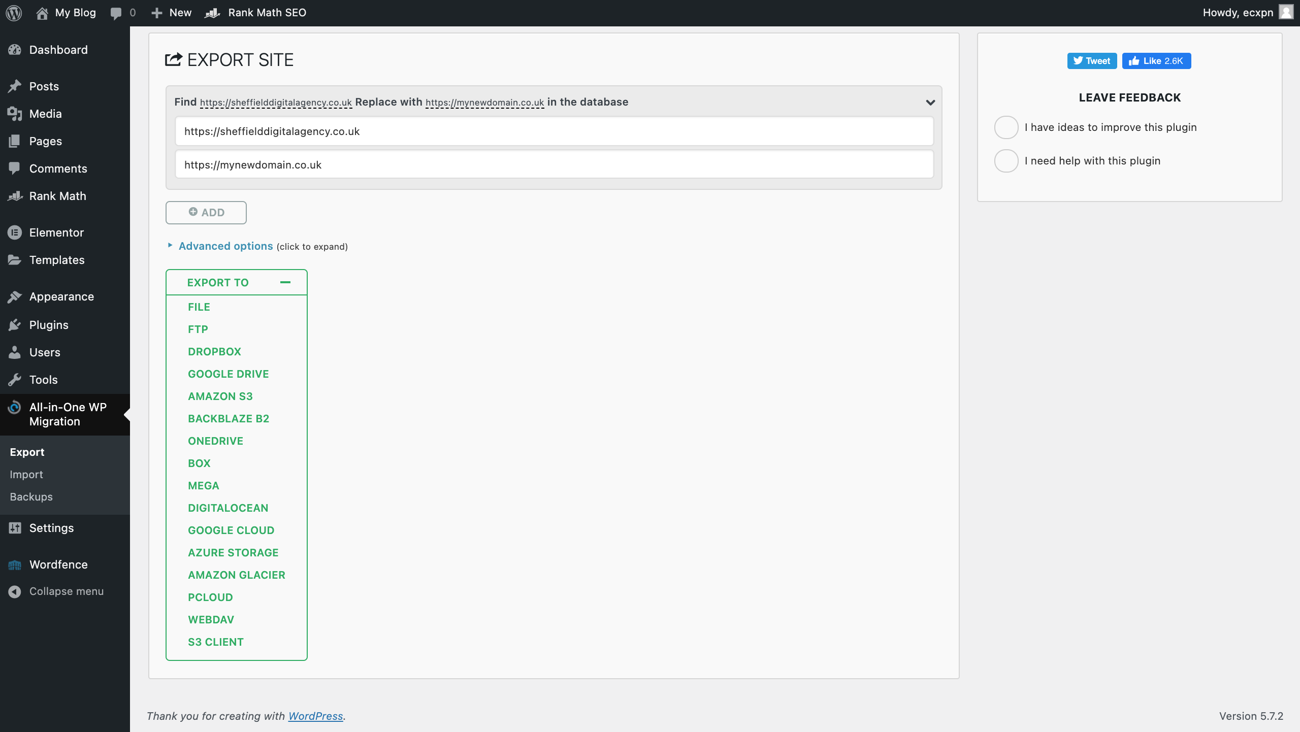exporting a wordpress site using all in one wp migration conor bradley digital agency