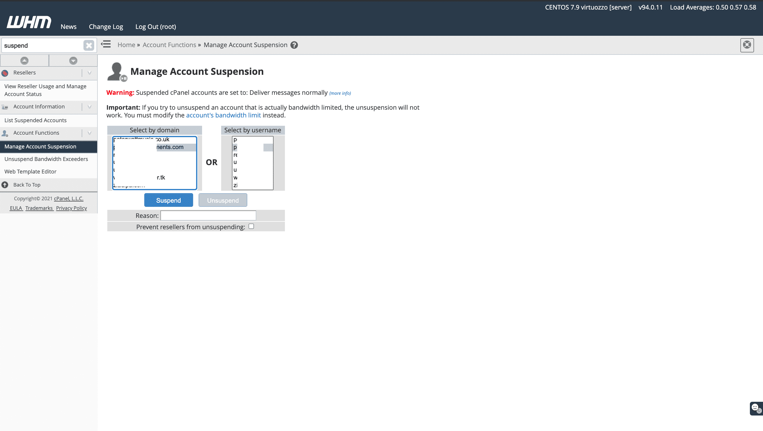 how to suspend an account in whm conor bradley digital agency