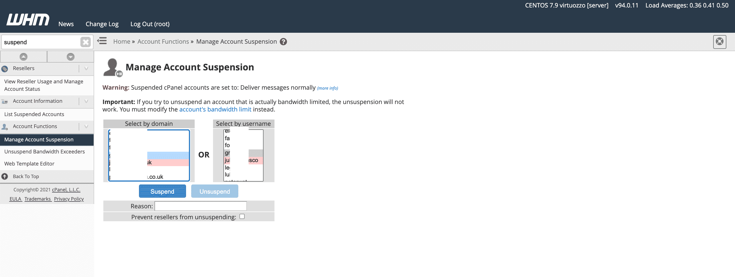 how to unsuspend an account in whm conor bradley digital agency