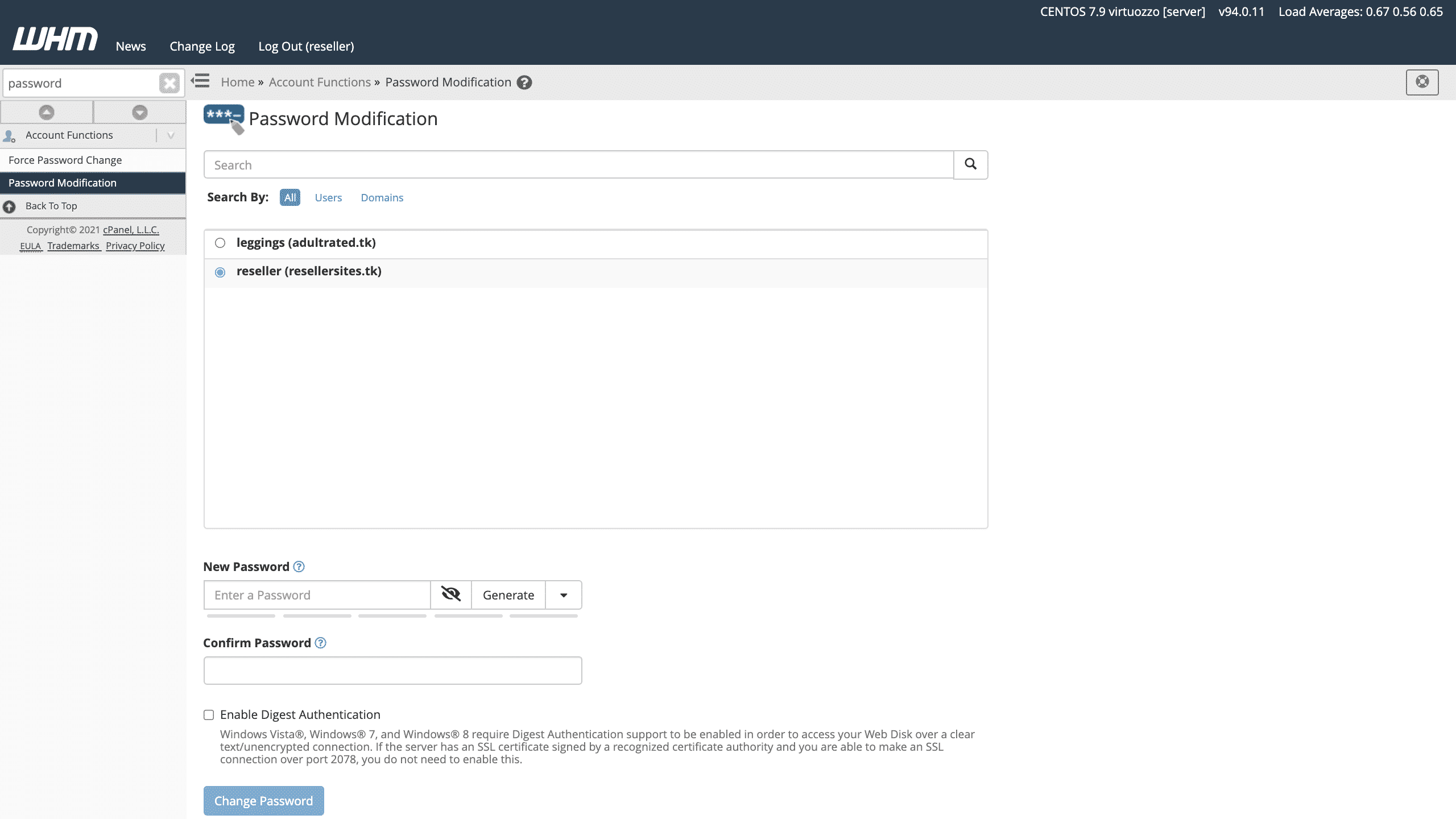 password modification on whm conor bradley digital agency