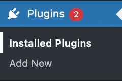 screenshot of wordpress plugins menu item conor bradley digital agency