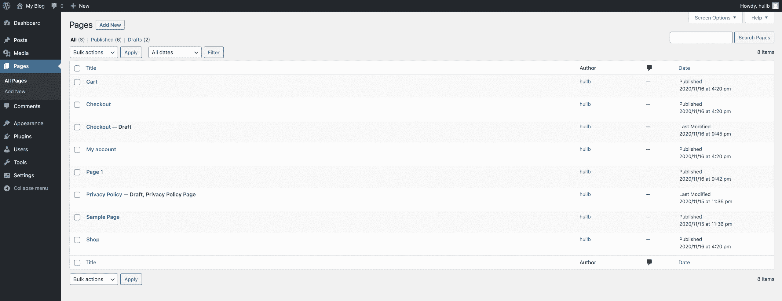 showing that the page has been duplicated on wordpress conor bradley digital agency