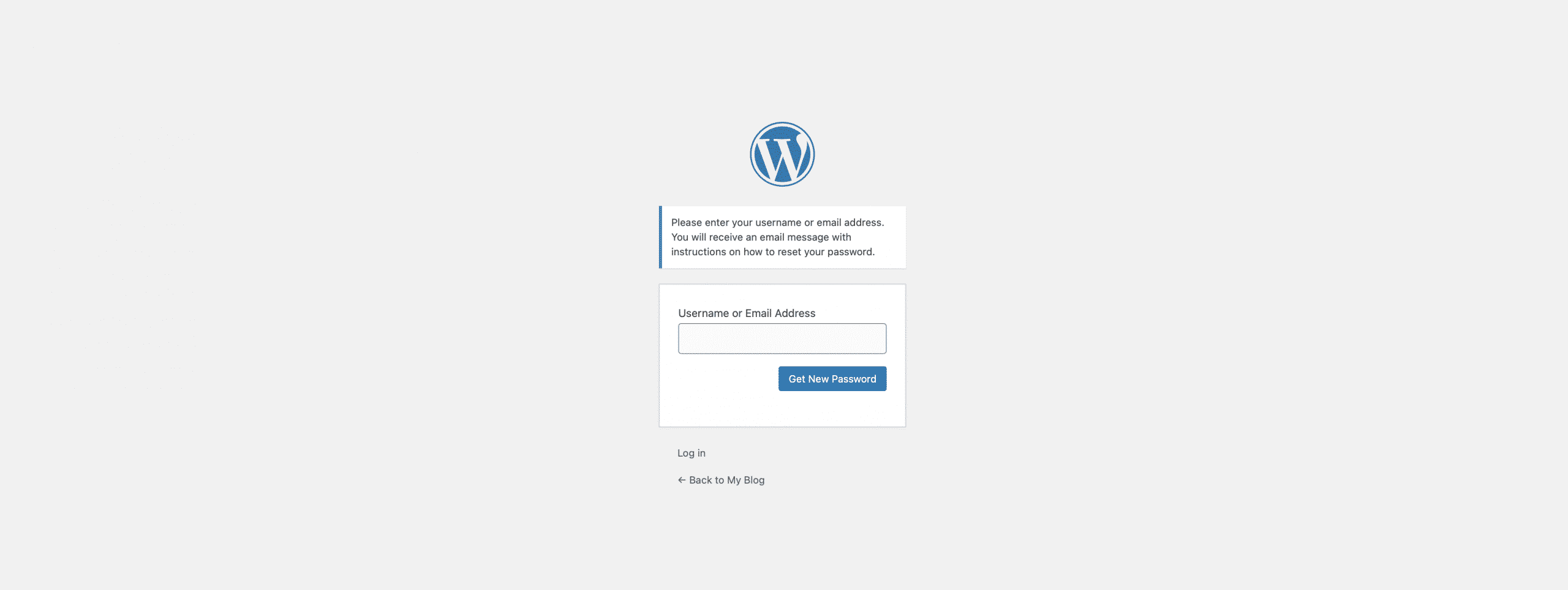 typing in the wordpress admin email then pressing get new password conor bradley digital agency