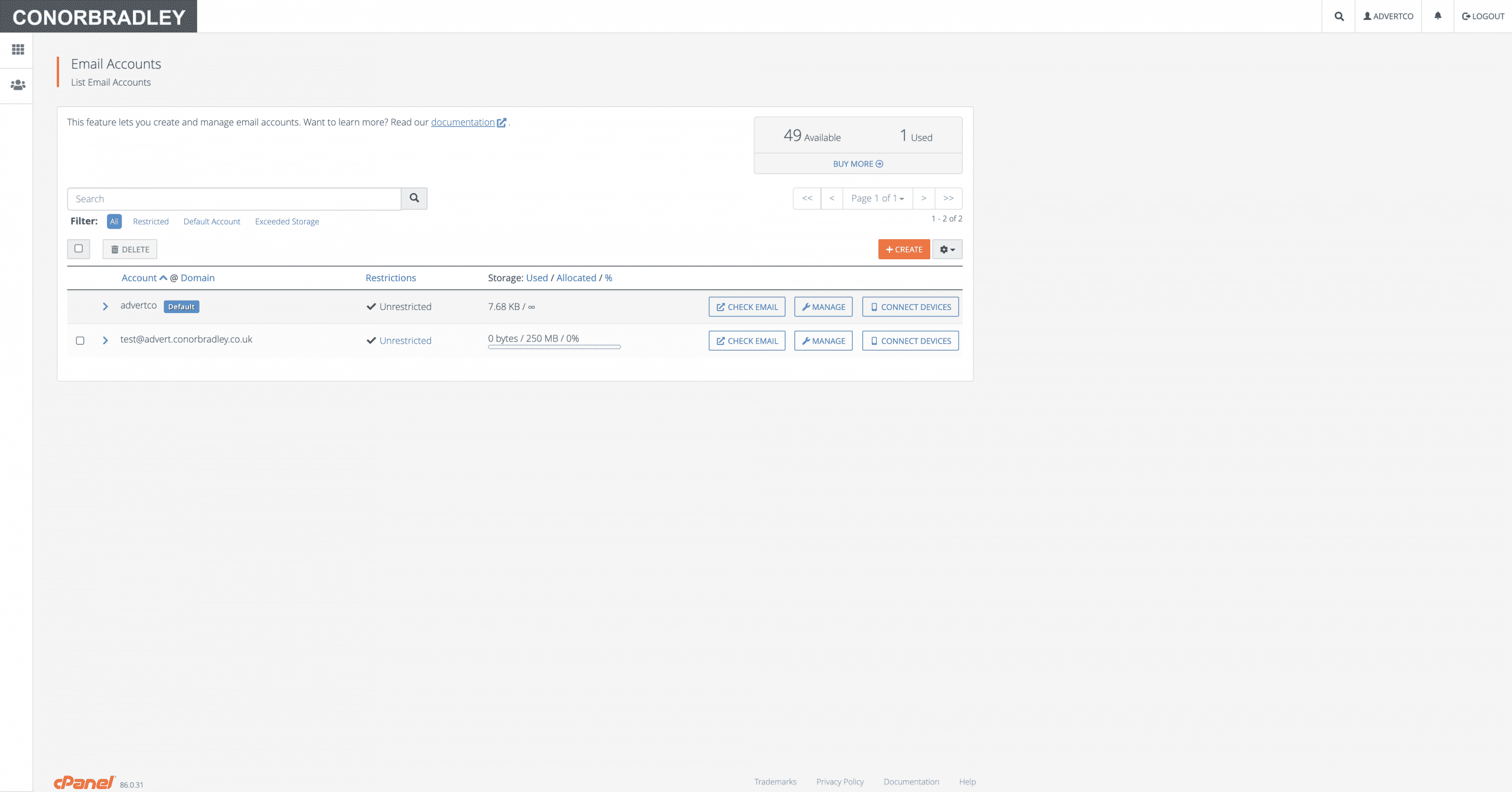 viewing email account Conor Bradley Digital Agency
