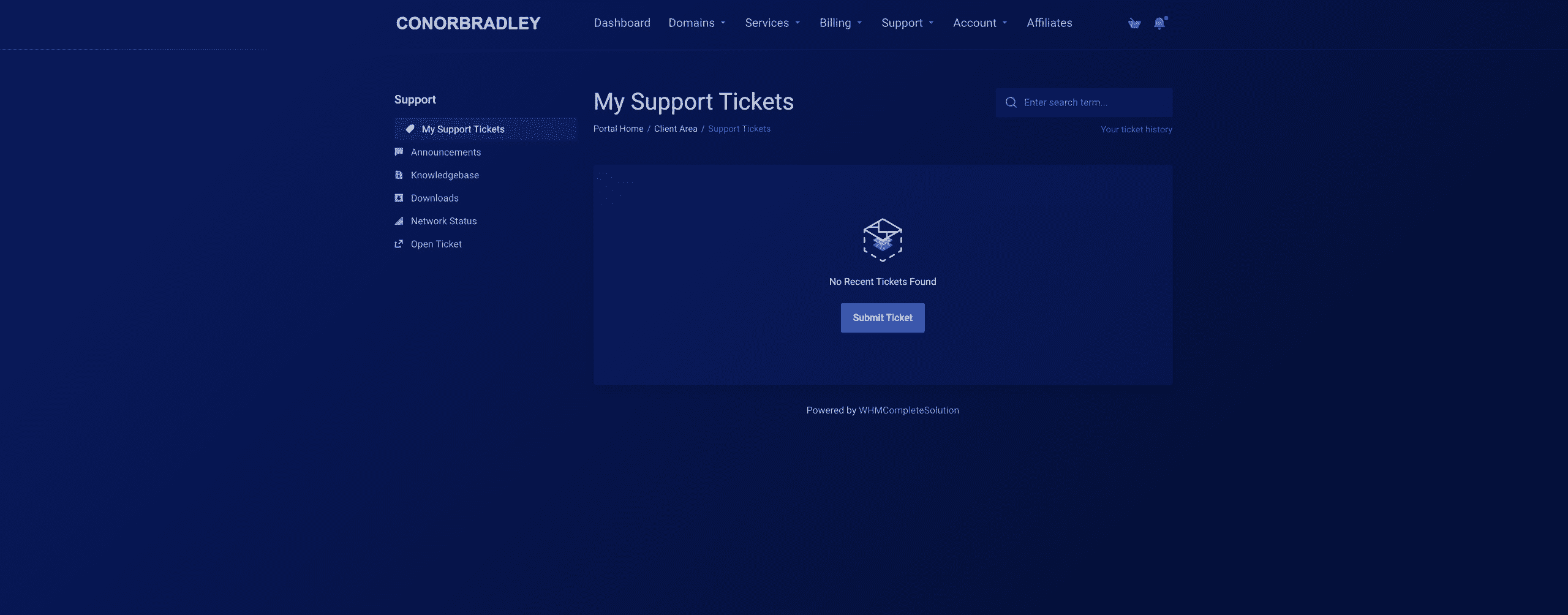 viewing my support tickets on the client portal conor bradley digital agency