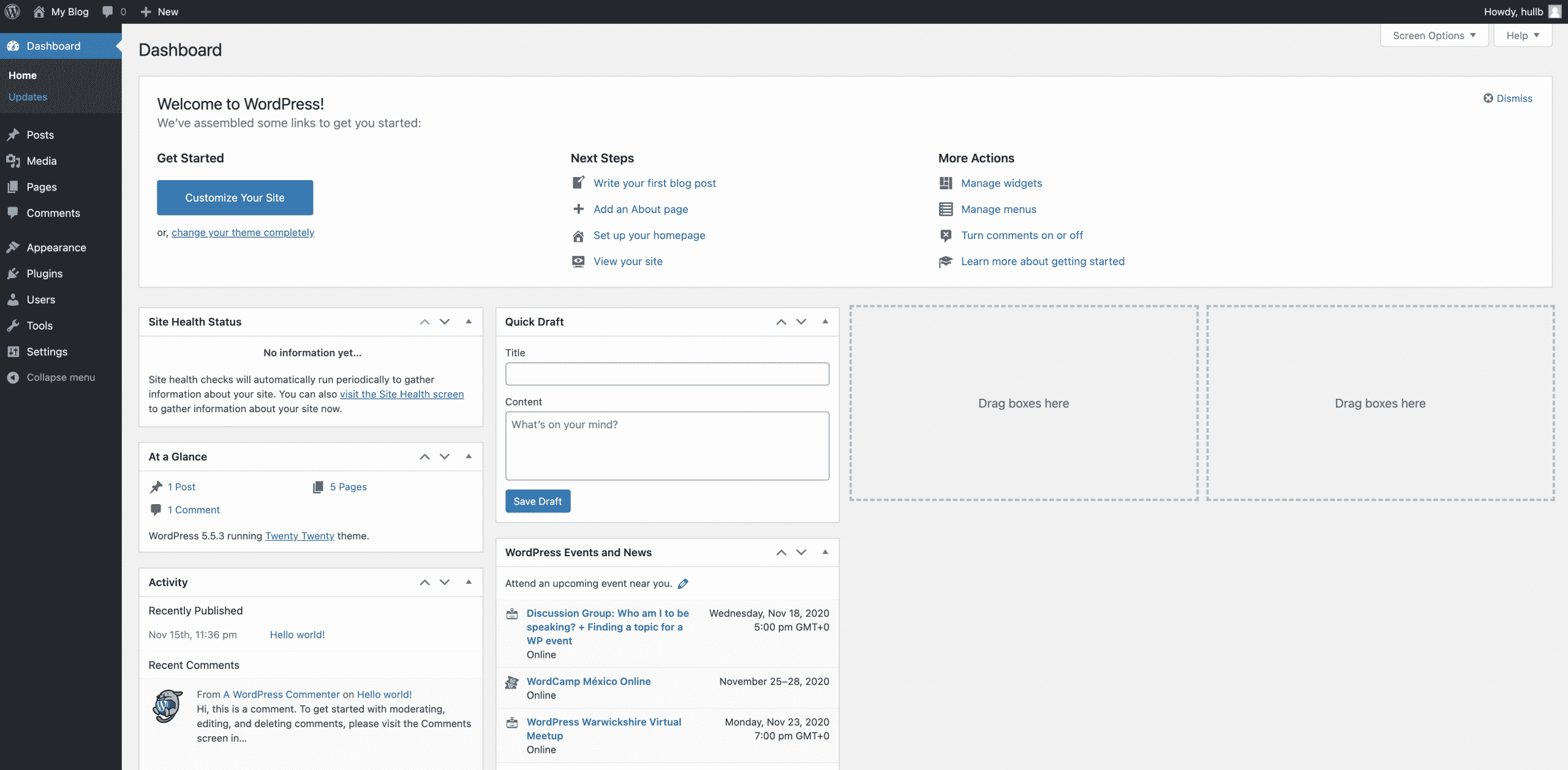wordpress dashboard clicking on updates conor bradley digital agency